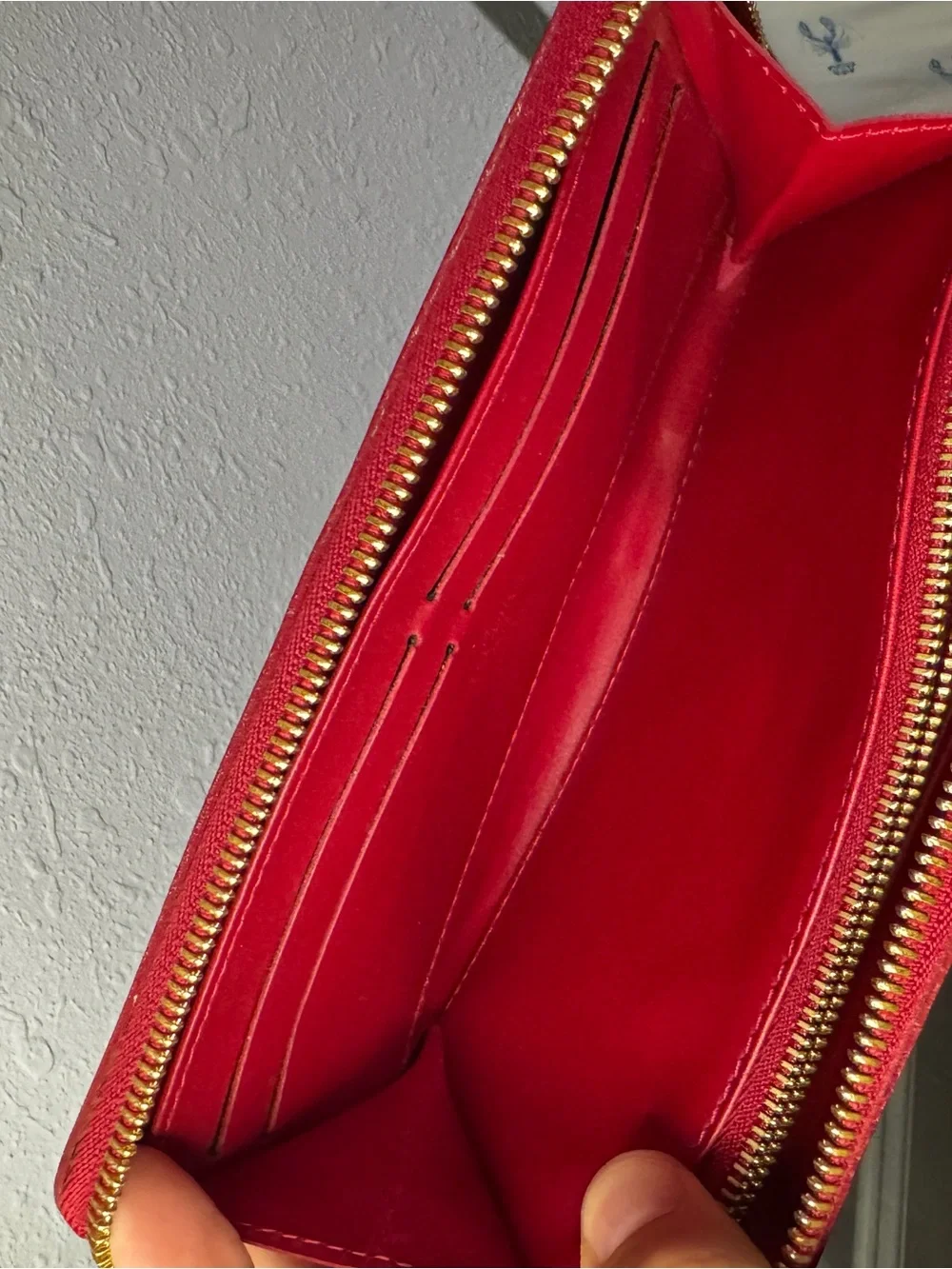 Louis Vuitton Glossy Vernis Zip Wallet in Red Patent